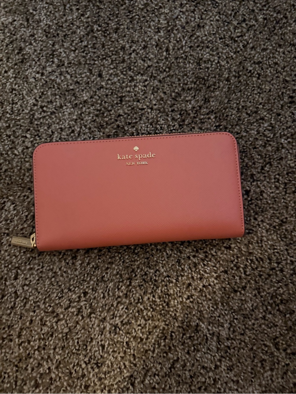 kate spade rose zip-around continental wallet with gold logo